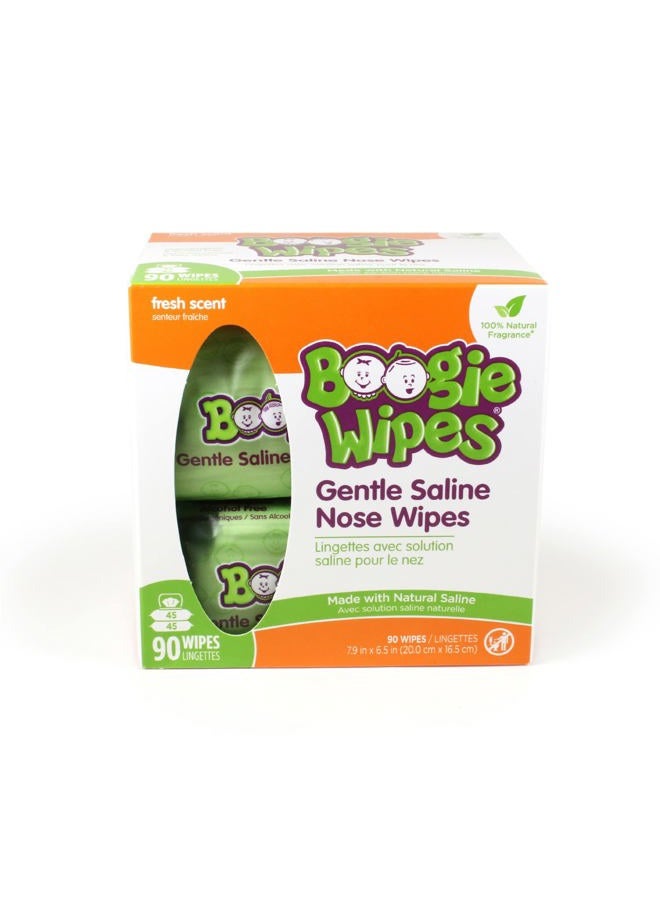 Boogie Wipes, Saline Wipes for Baby & Kids, Nose Booger Wipes for Allergy Relief, Face, Hand & Body, Made with Vitamin E, Aloe and Natural Saline, Fresh Scent, 45 Count (Pack of 2) - Image 2